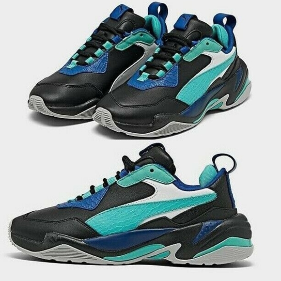 PUMA THUNDER HOLIDAY MEN'S RUNNING CASUAL SHOES BLACK/GALAXY BLUE - Picture 2 of 2